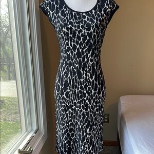 St. John has Elegant Black and White Patterned Dress